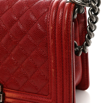 Chanel Caviar Quilted Medium Boy Flap Dark Red 13 of 15