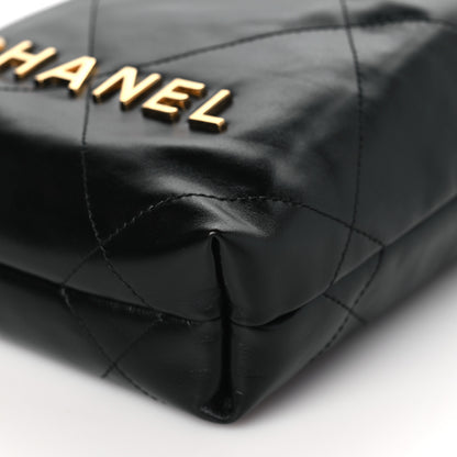 Chanel Shiny Calfskin Quilted Pearl CC Chain Mini Chanel 22 Black 9 of 10