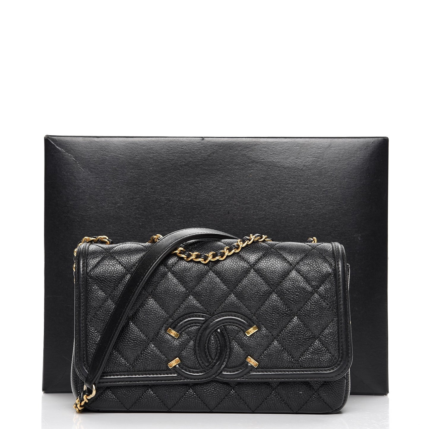 Caviar Quilted Small CC Filigree Flap Black