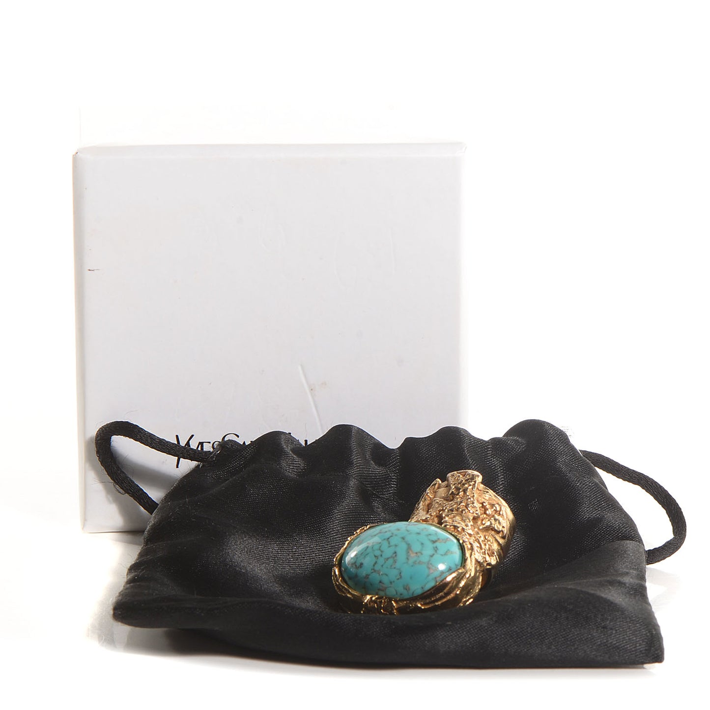 Glass Cabochon Arty Ovale Ring 4 Gold Turquoise