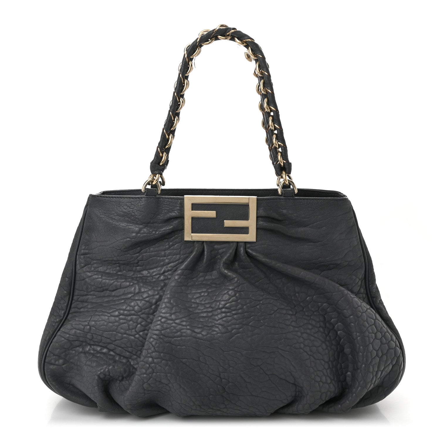 Fendi Crinkled Lambskin Mia Tote Blue 1 of 11