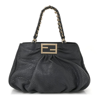 Fendi Crinkled Lambskin Mia Tote Blue 1 of 11