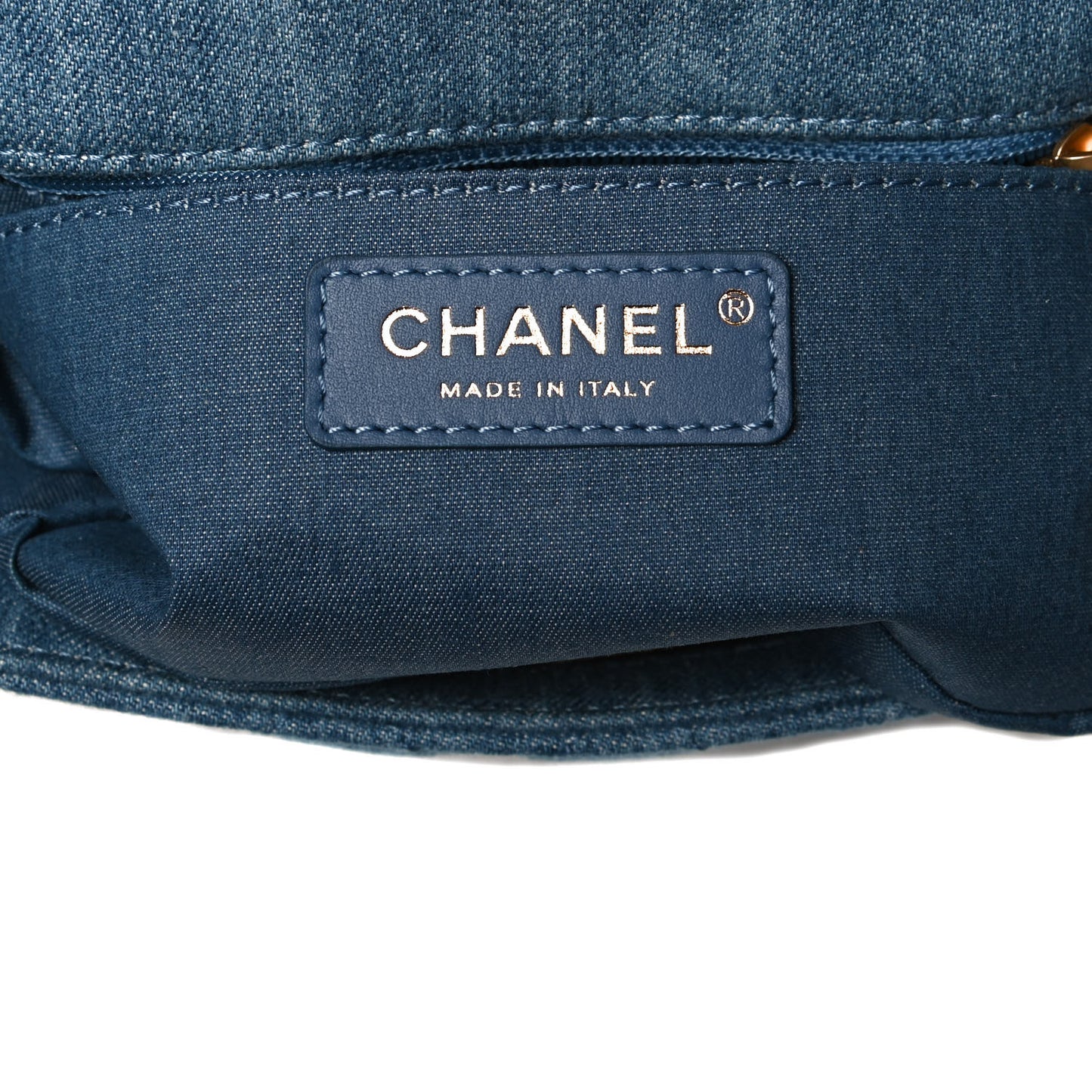 Denim Quilted Mini Pearl Crush Flap Blue