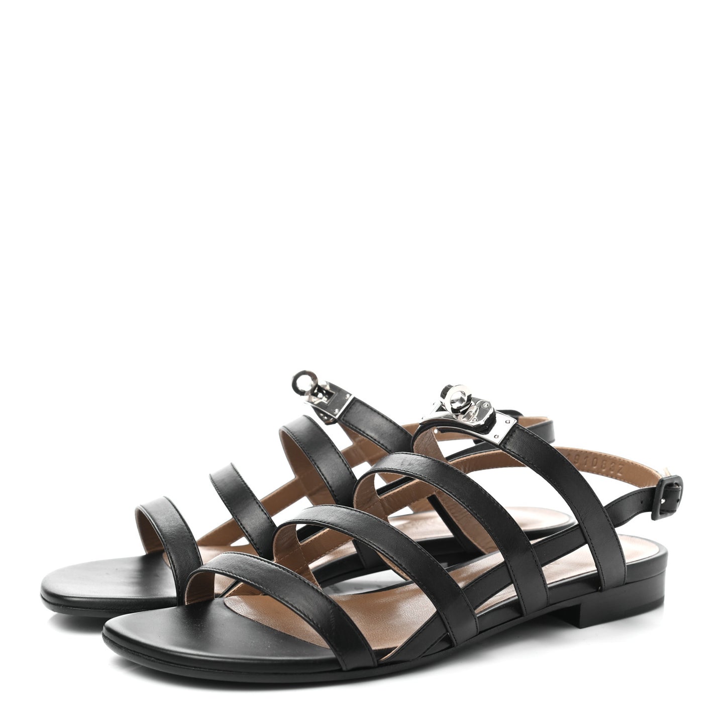Calfskin Transat Buckle Sandals 37.5 Black