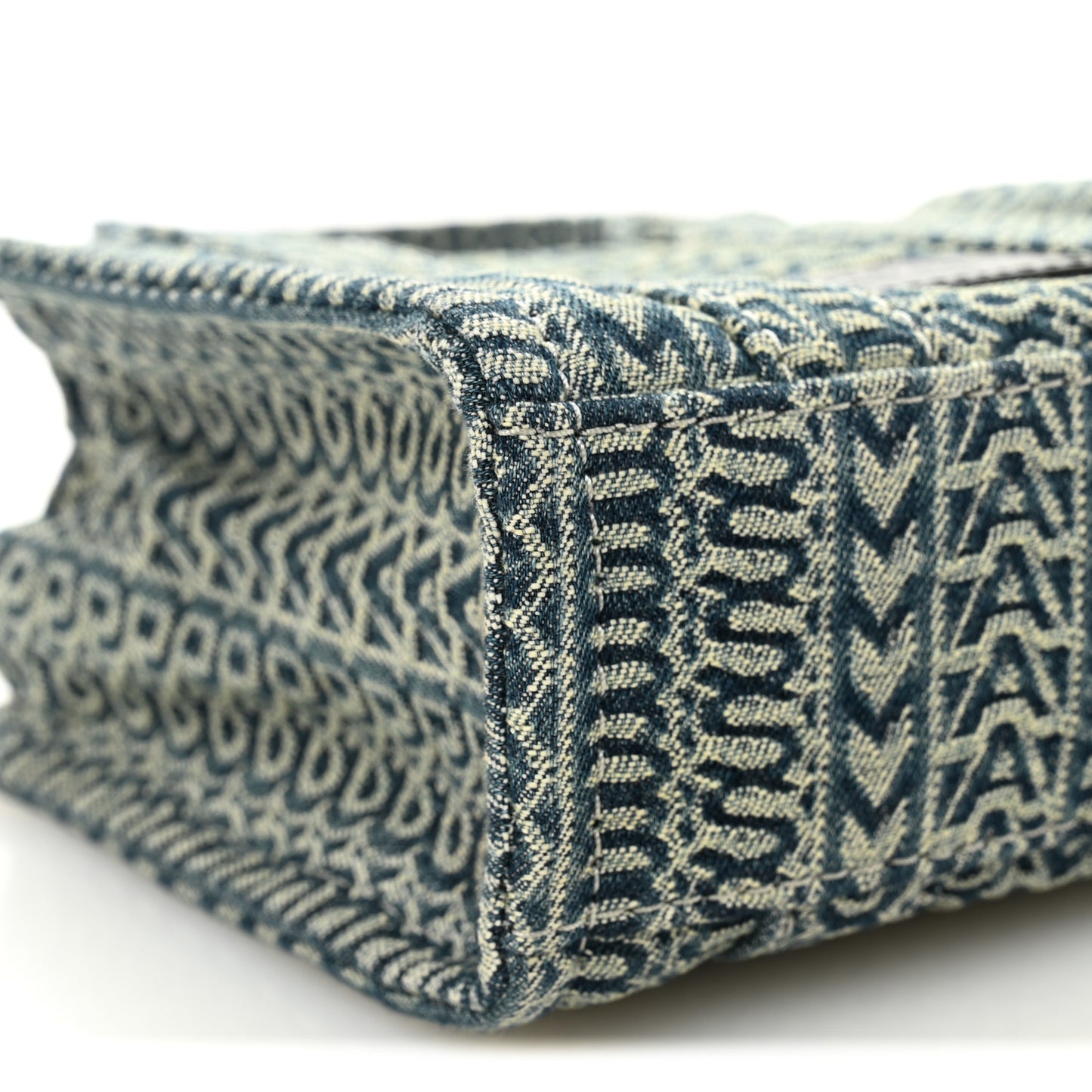 Cotton Washed Monogram Denim Crossbody Tote Bag Sun Faded Denim