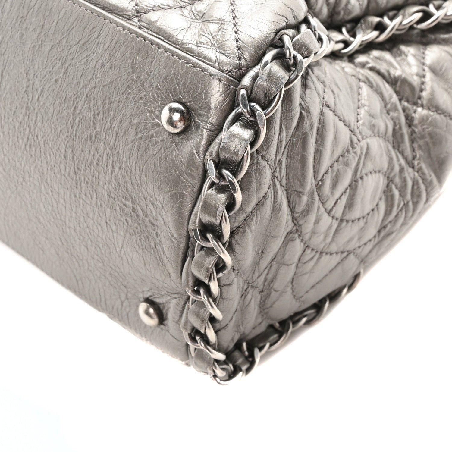 Chanel Metallic Calfskin Quilted Large Chain Me Hobo Silver 10 of 10