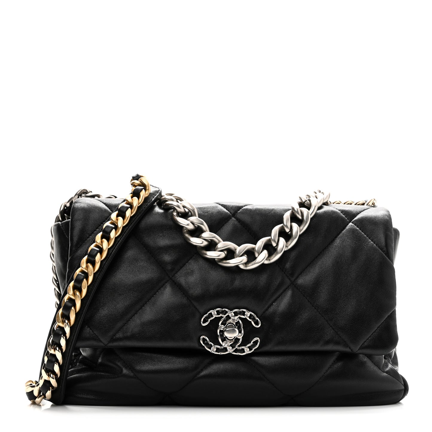 Lambskin Quilted Large Chanel 19 Flap Black