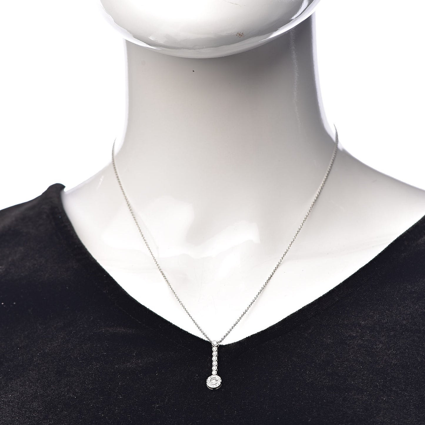 Platinum Diamond Circlet Drop Pendant Necklace