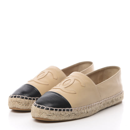 Chanel Lambskin CC Espadrilles 39 Beige Black 3 of 11