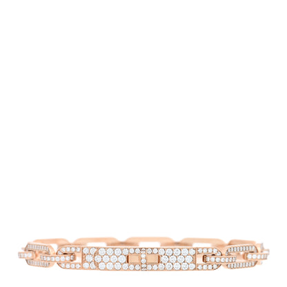 Hermes 18K Rose Gold Diamond Full Pave PM Kelly Chaine Bracelet ST 1 of 4