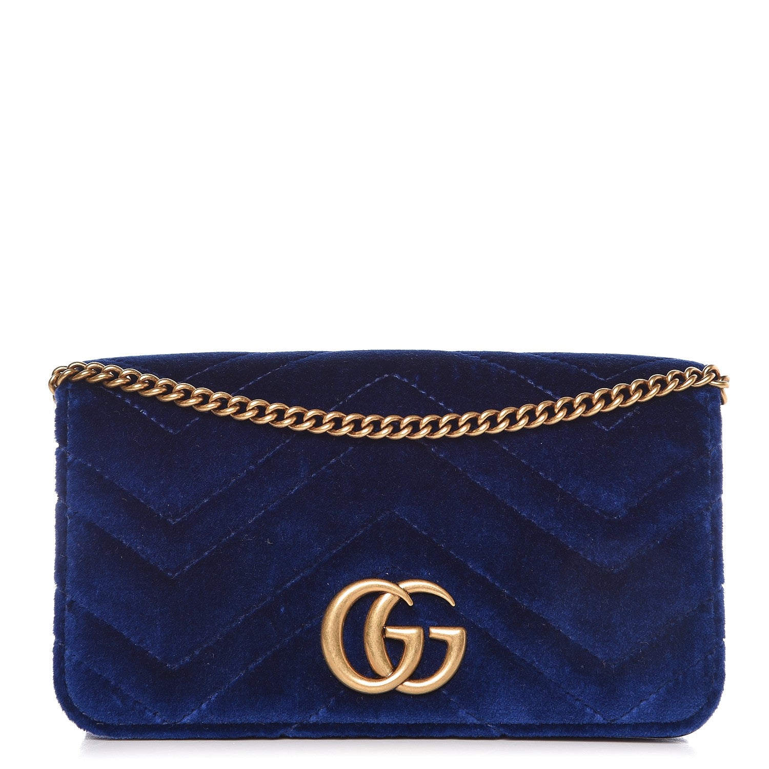 Gucci Velvet Matelasse GG Marmont Mini Bag Cobalt Blue 8 of 11