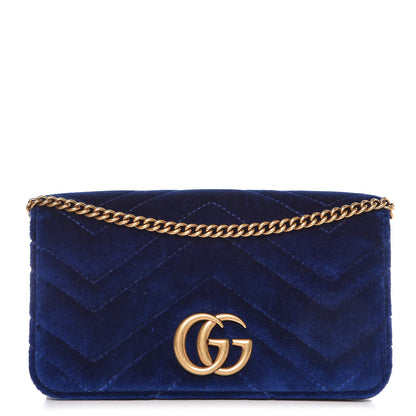 Gucci Velvet Matelasse GG Marmont Mini Bag Cobalt Blue 8 of 11