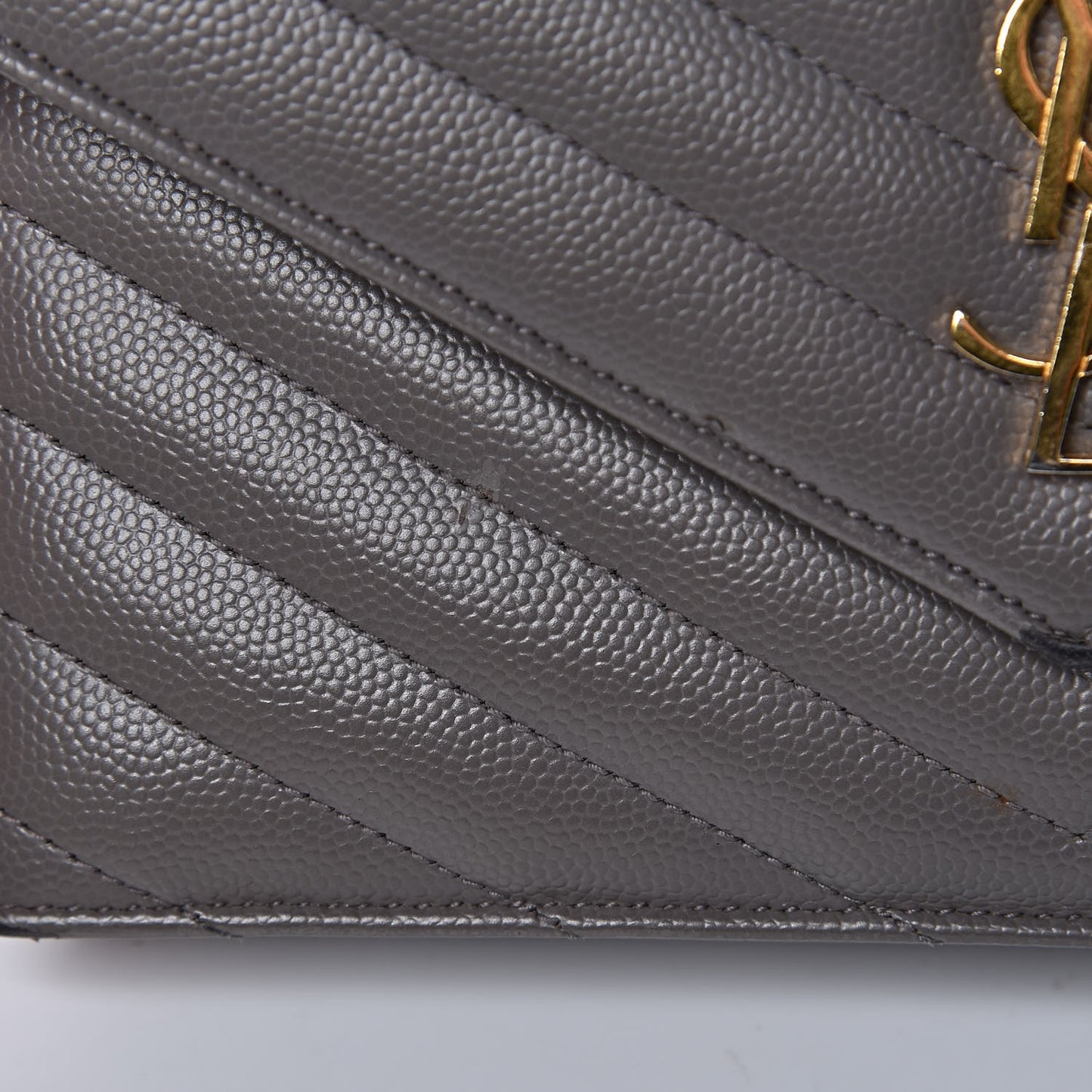 Grain De Poudre Matelasse Chevron Monogram Chain Wallet Fog