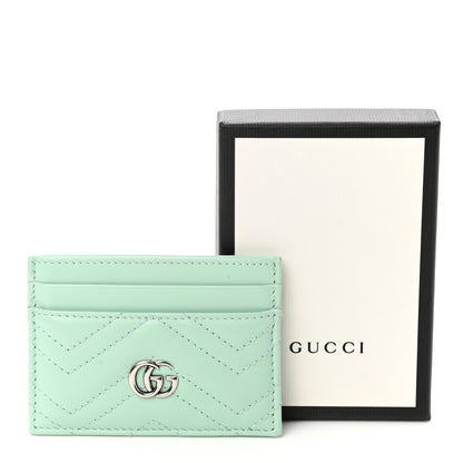 Gucci Calfskin Matelasse GG Marmont Card Holder Water Green 7 of 7
