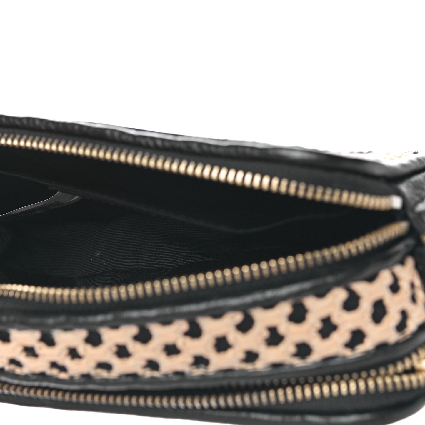 Calfskin Straw Small Snapshot Camera Bag Black