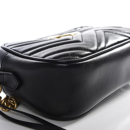 Gucci Calfskin Matelasse Small GG Marmont Chain Shoulder Bag Black 5 of 9