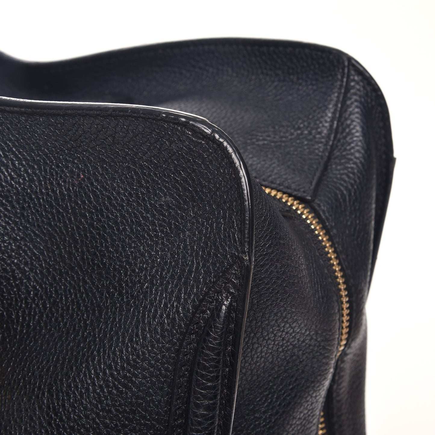 Pebbled Calfskin Large Skull Padlock Zip Around Tote Black