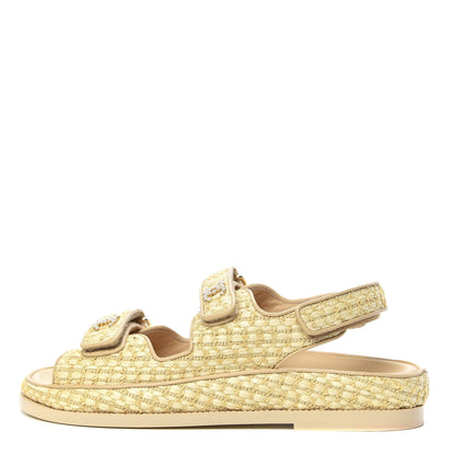 Chanel Braided Fabric Velcro Dad Sandals 41 Beige 1 of 9