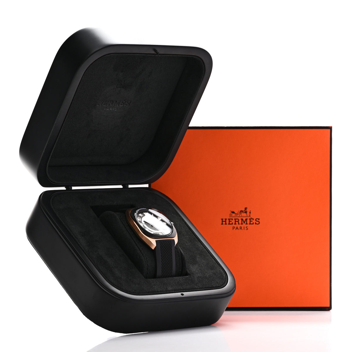 Hermes DLC Coated Titanium 18K Rose Gold Rubber 39mm H08 Automatic Watch Black 5 of 5