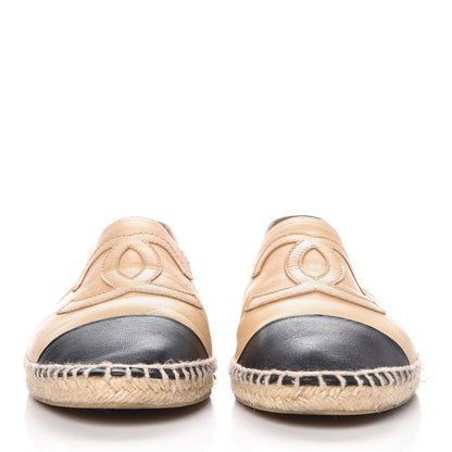 Chanel Lambskin CC Espadrilles 40 Beige Black 2 of 14