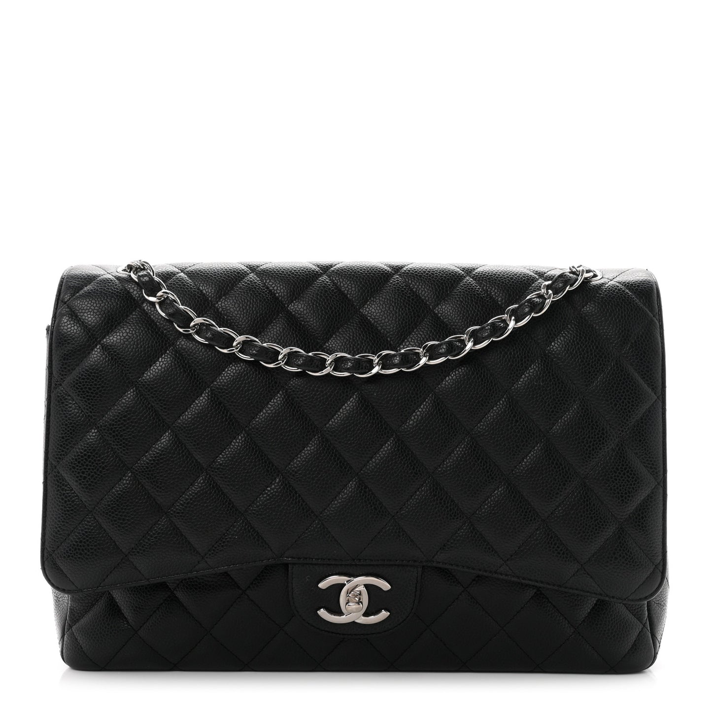 Caviar Quilted Maxi Double Flap Black