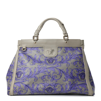 Versace PVC Barocco Printed Top Handle Tote Grey Purple 1 of 4