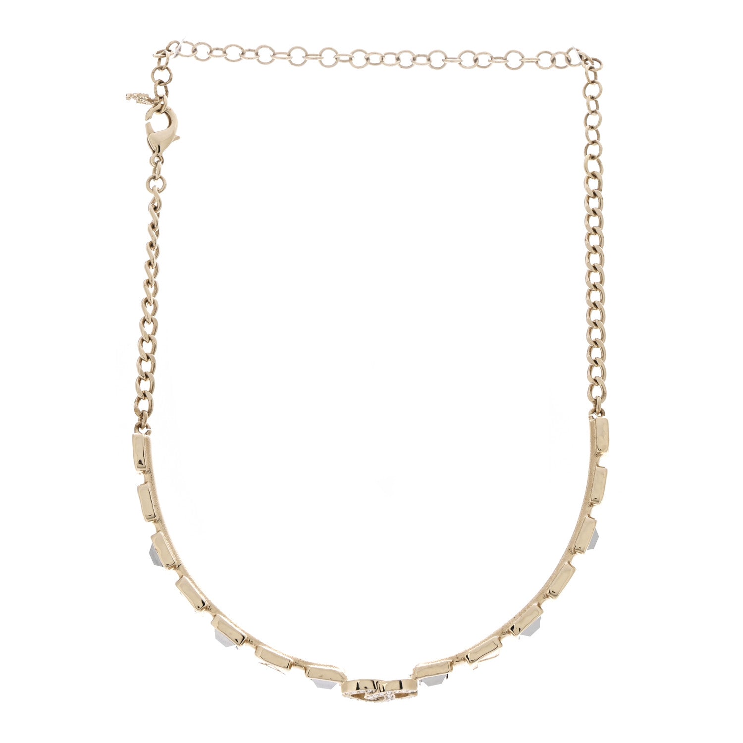 Chanel Baguette Crystal Logo CC Choker Necklace Gold 3 of 6