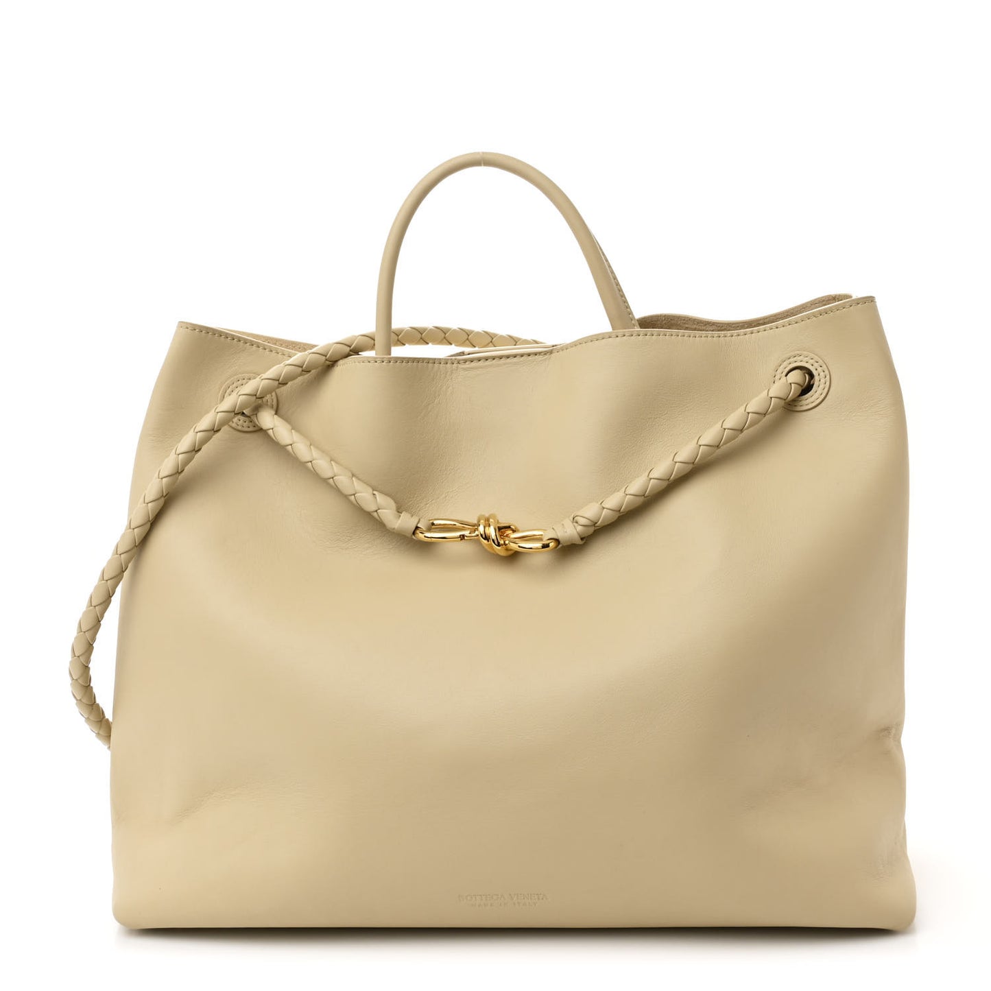 Silky Calfskin Large Andiamo Shoulder Bag Light Butter