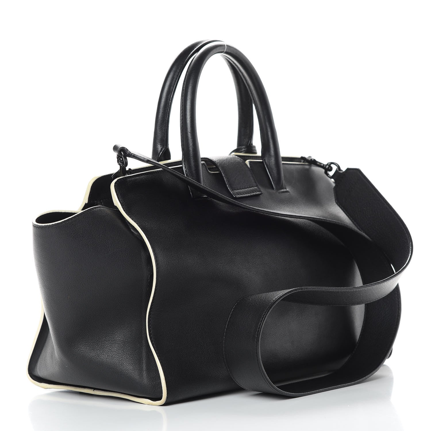 Saint Laurent Calfskin Small Monogram Downtown Cabas Black White 4 of 17