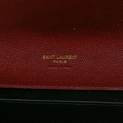 Saint Laurent Grain De Poudre Matelasse Chevron Monogram Envelope Clutch Rouge Legion 7 of 10