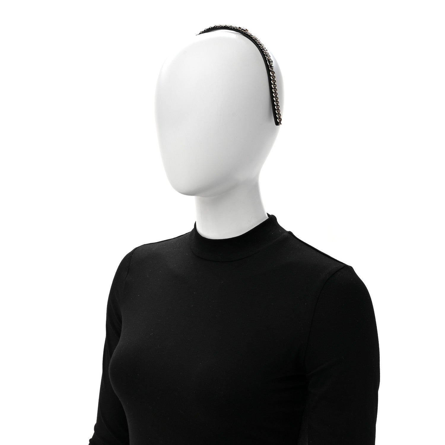 Chanel Metal Lambskin Crystal CC Chain Headband Gold Black 2 of 6