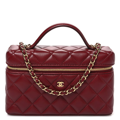 Chanel Lambskin Quilted Top Handle Slim Vanity With Chain Burgundy 1 of 11