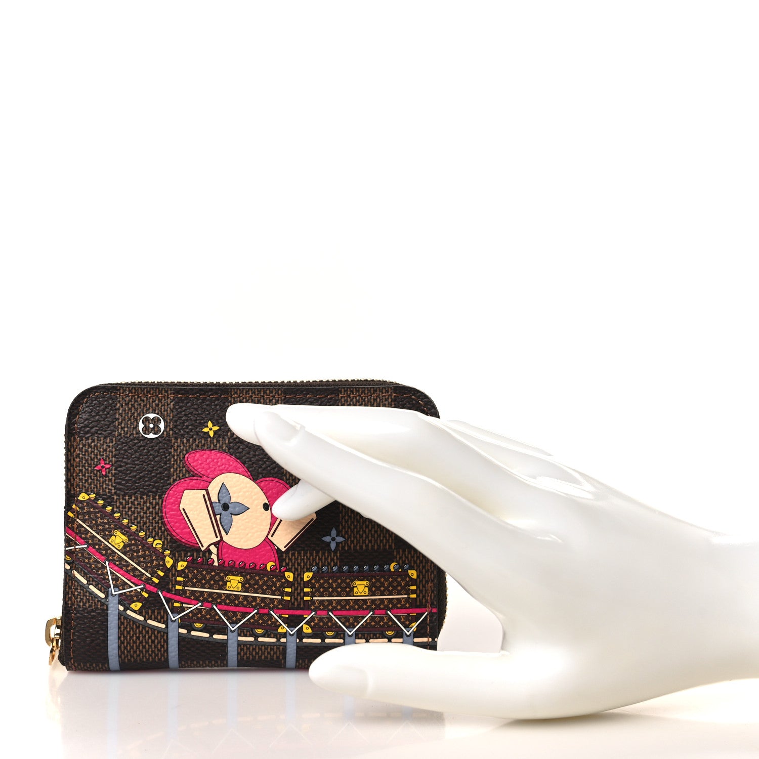 Louis Vuitton Damier Ebene 2020 Christmas Animation Roller Coaster Zippy Coin Purse Pivoine 2 of 6