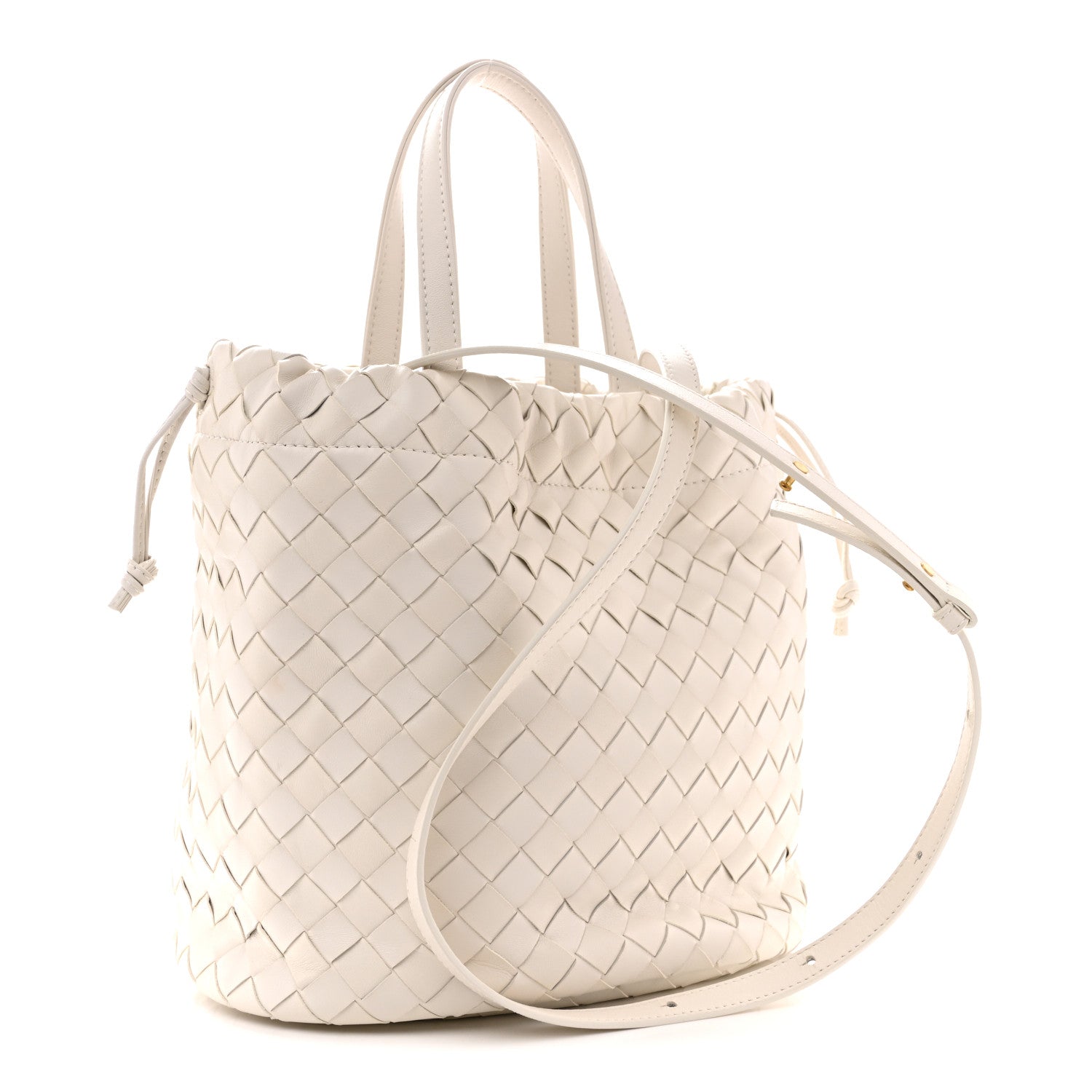 Bottega Veneta Calfskin Intrecciato Small Castello Bucket Bag White 3 of 12