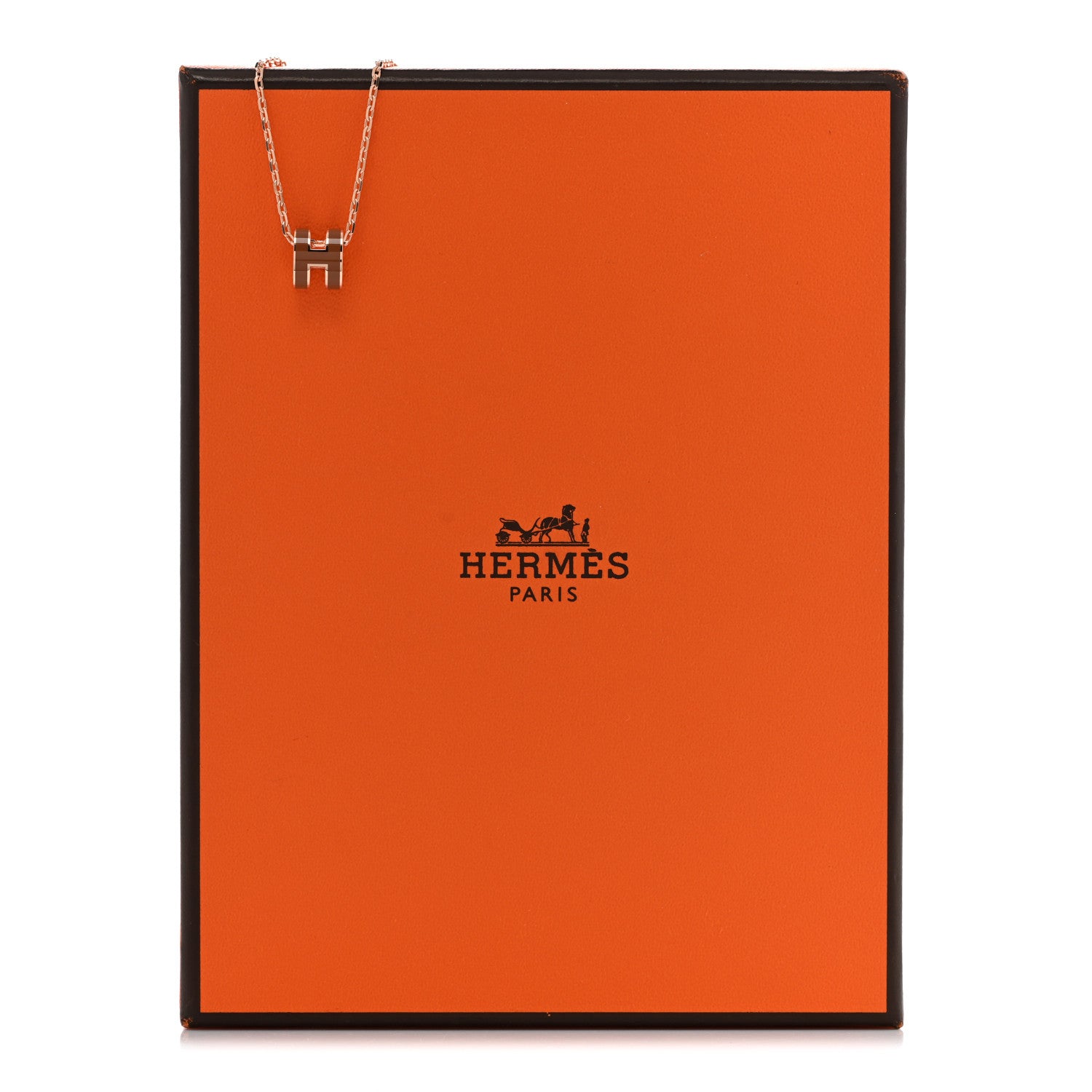 Hermes Lacquered Rose Gold Mini Pop H Pendant Necklace New Gold 8 of 8