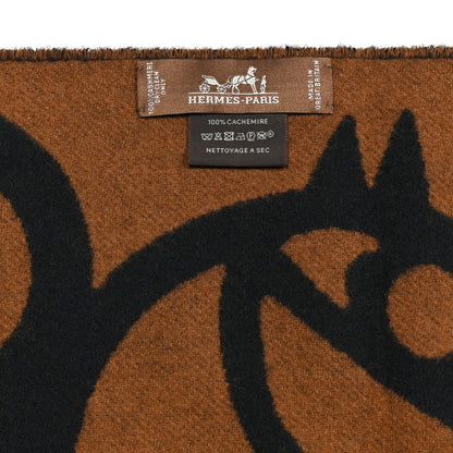 Hermes Cashmere Boucles et Camails Muffler Marine Caramel 4 of 4
