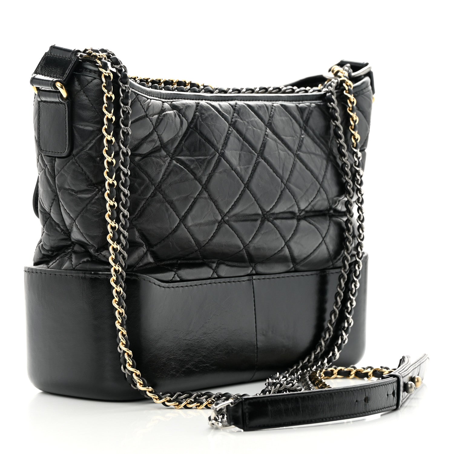 Chanel Aged Calfskin Quilted Medium Gabrielle Hobo Black 3 of 15