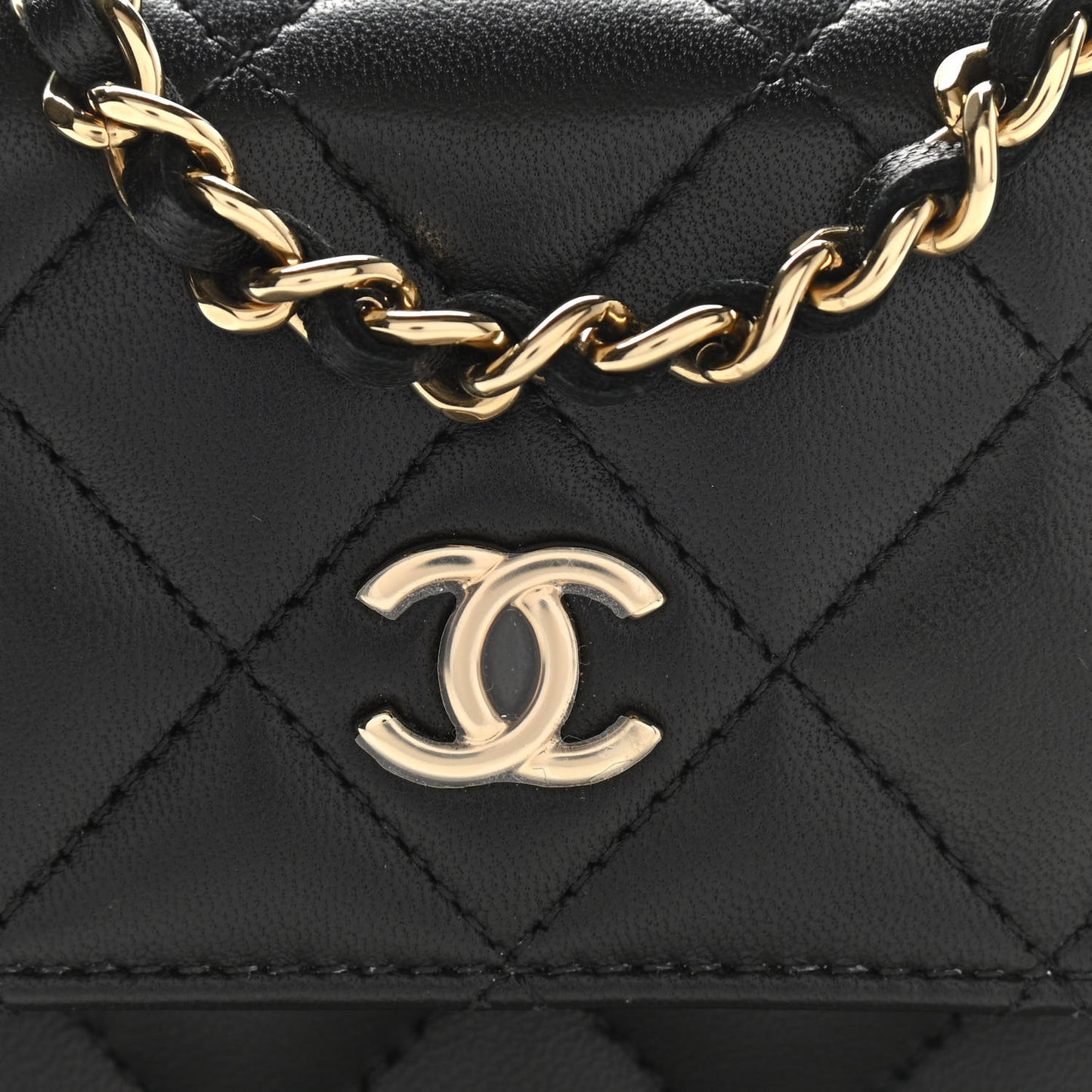 Lambskin Quilted Mini Coco Bow Clutch With Chain Black