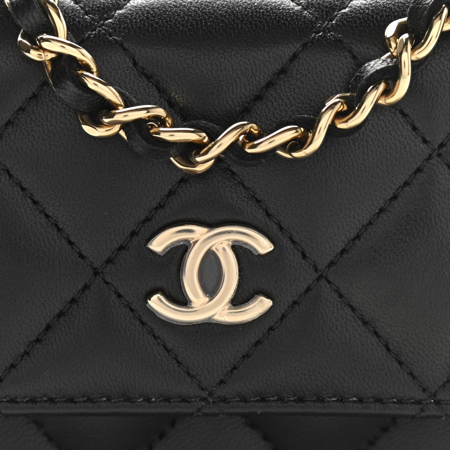 Chanel Lambskin Quilted Mini Coco Bow Clutch With Chain Black 9 of 12