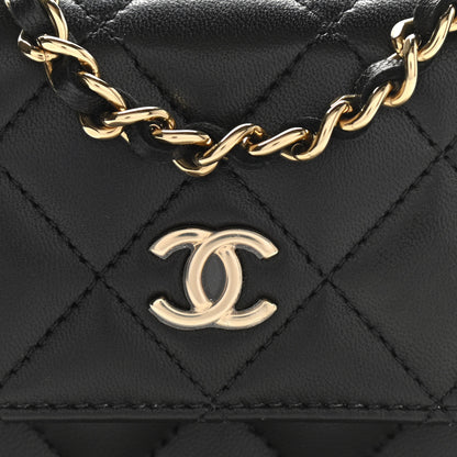 Chanel Lambskin Quilted Mini Coco Bow Clutch With Chain Black 9 of 12