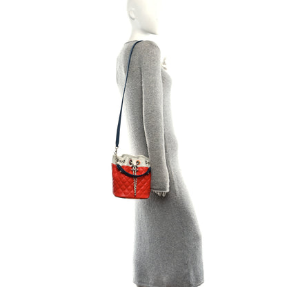 Chanel Lambskin Quilted Cuba Drawstring Tote Red White Blue 2 of 10