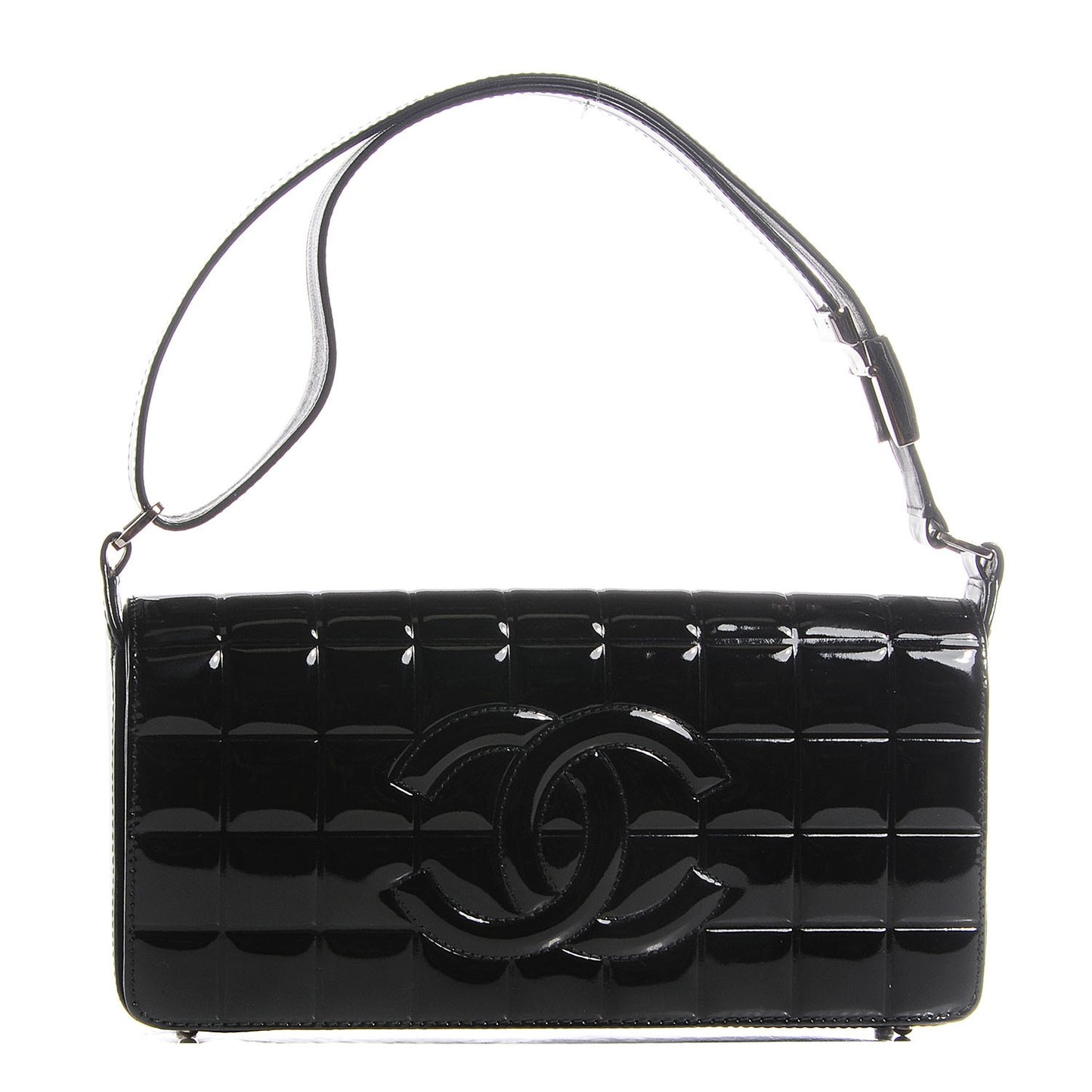 Patent Quilted CC Chocolate Bar Flap Black