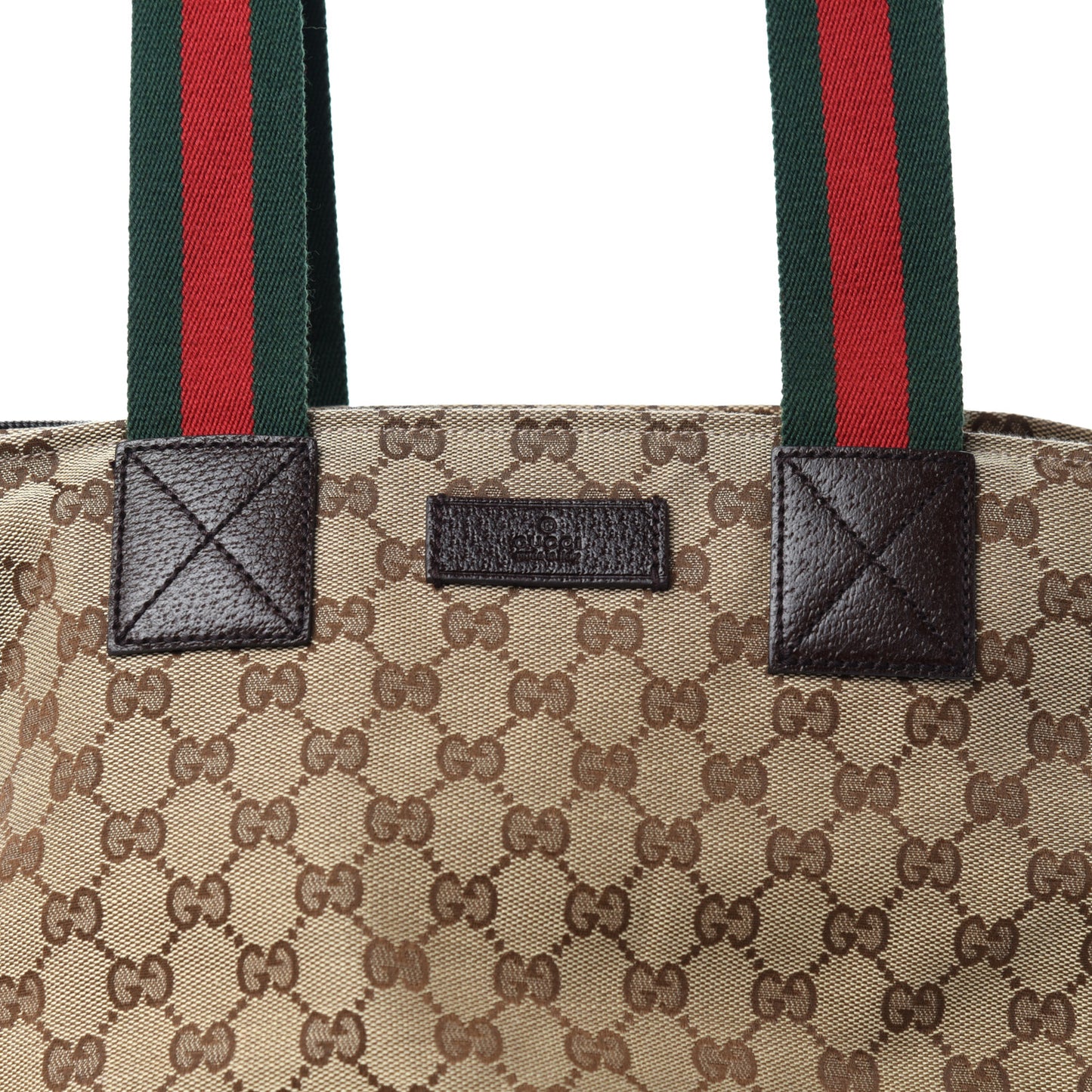 GG Monogram Medium Web Handle Bucket Tote Dark Brown