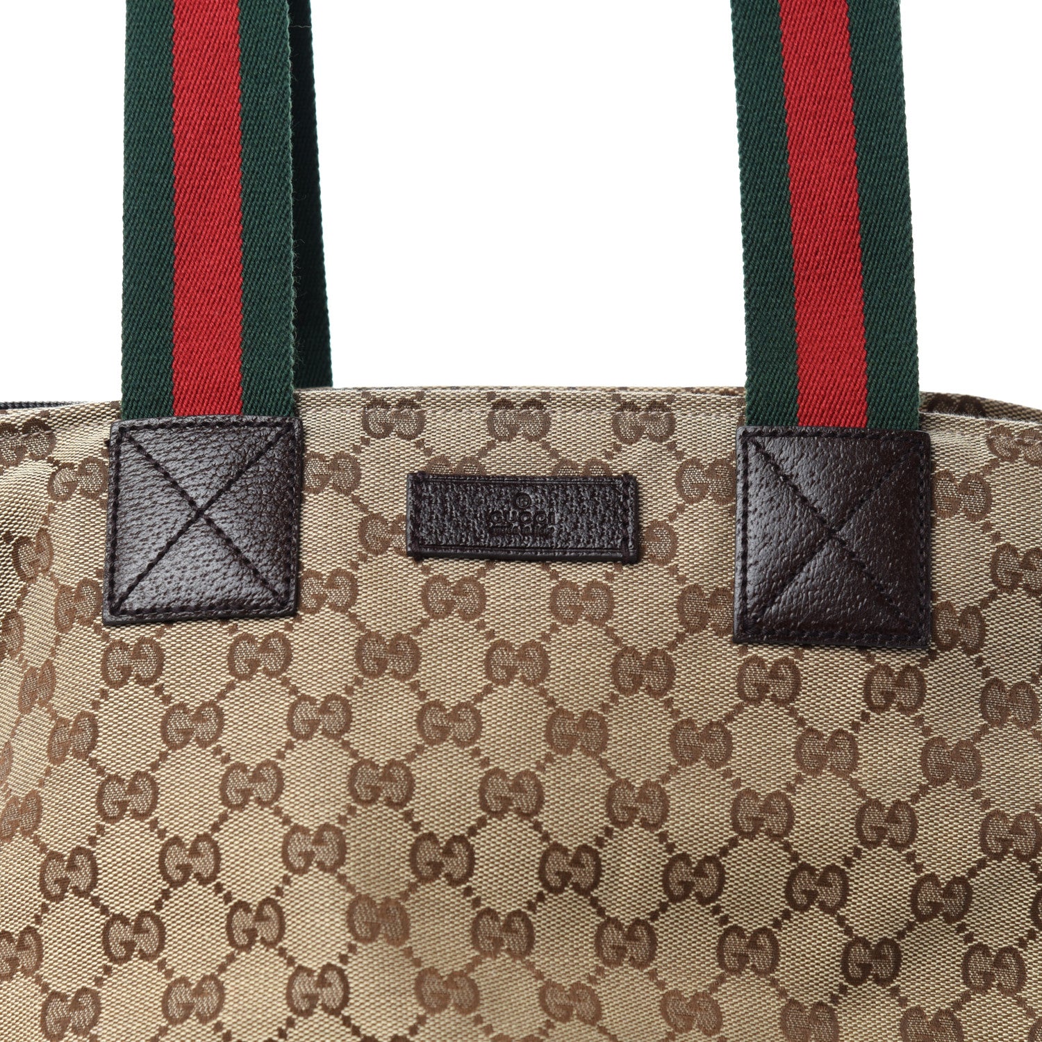 Gucci GG Monogram Medium Web Handle Bucket Tote Dark Brown 10 of 10