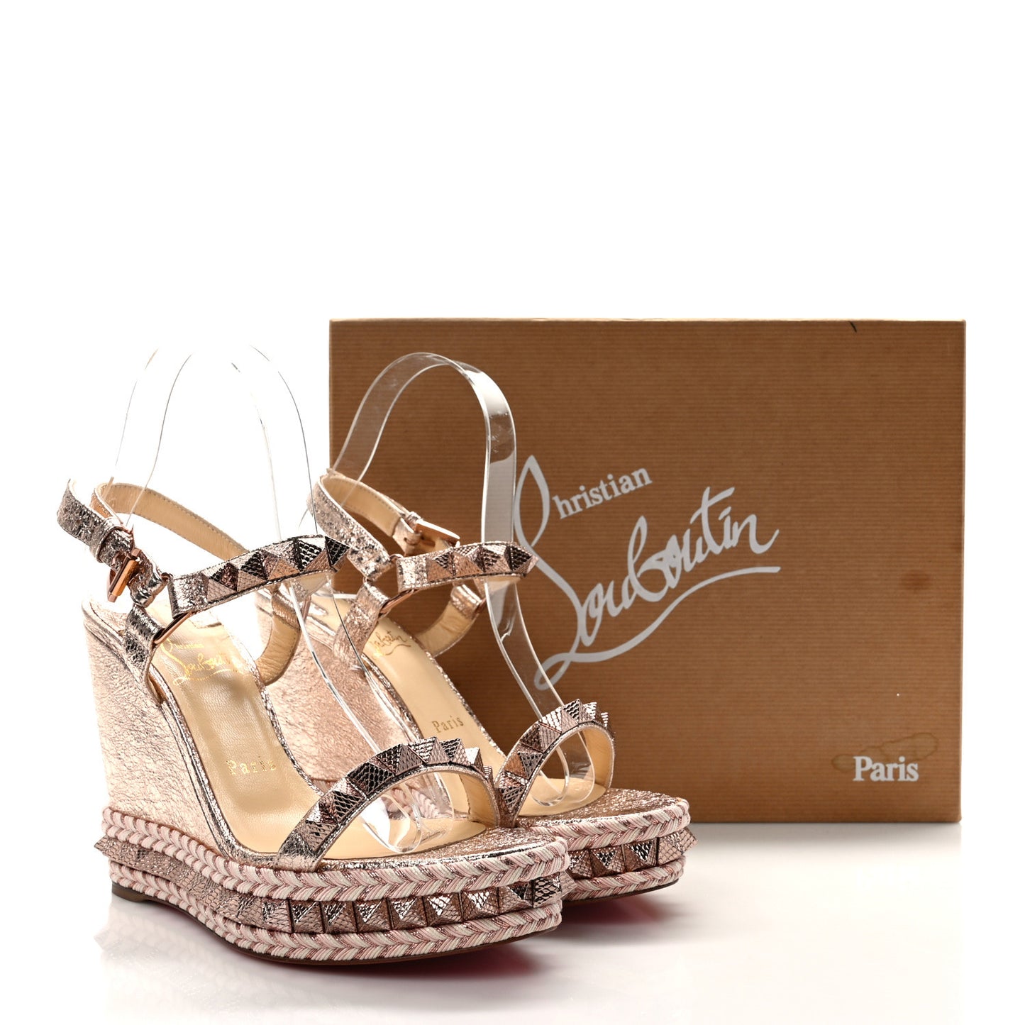 Specchio Vintage Pyraclou 110 Wedge Sandals 38 Rose Gold