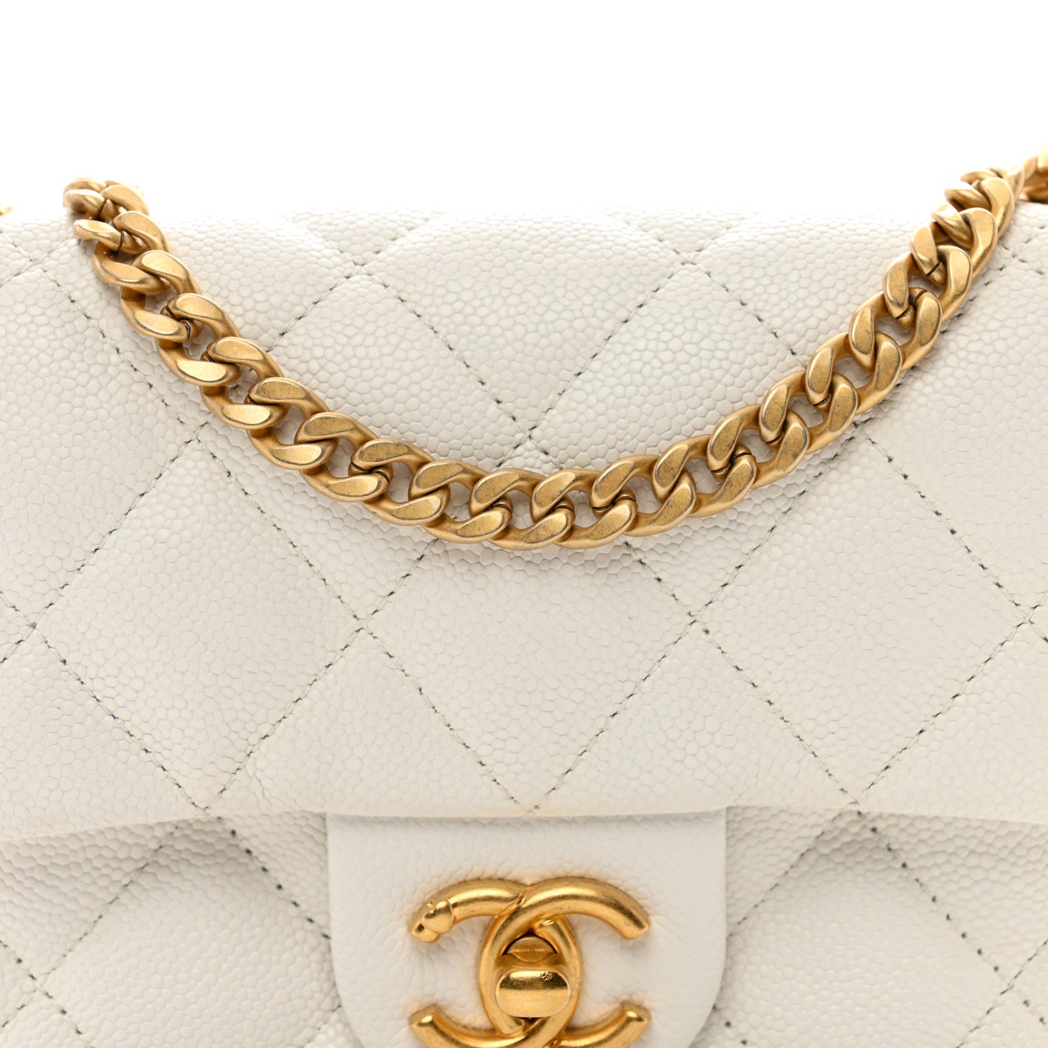 Chanel Caviar Quilted Mini Sweetheart Rectangular Flap White 8 of 10