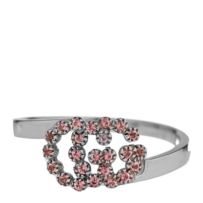 Gucci 18K White Gold Pink Topaz Running G Ring 53 6.25 1 of 7