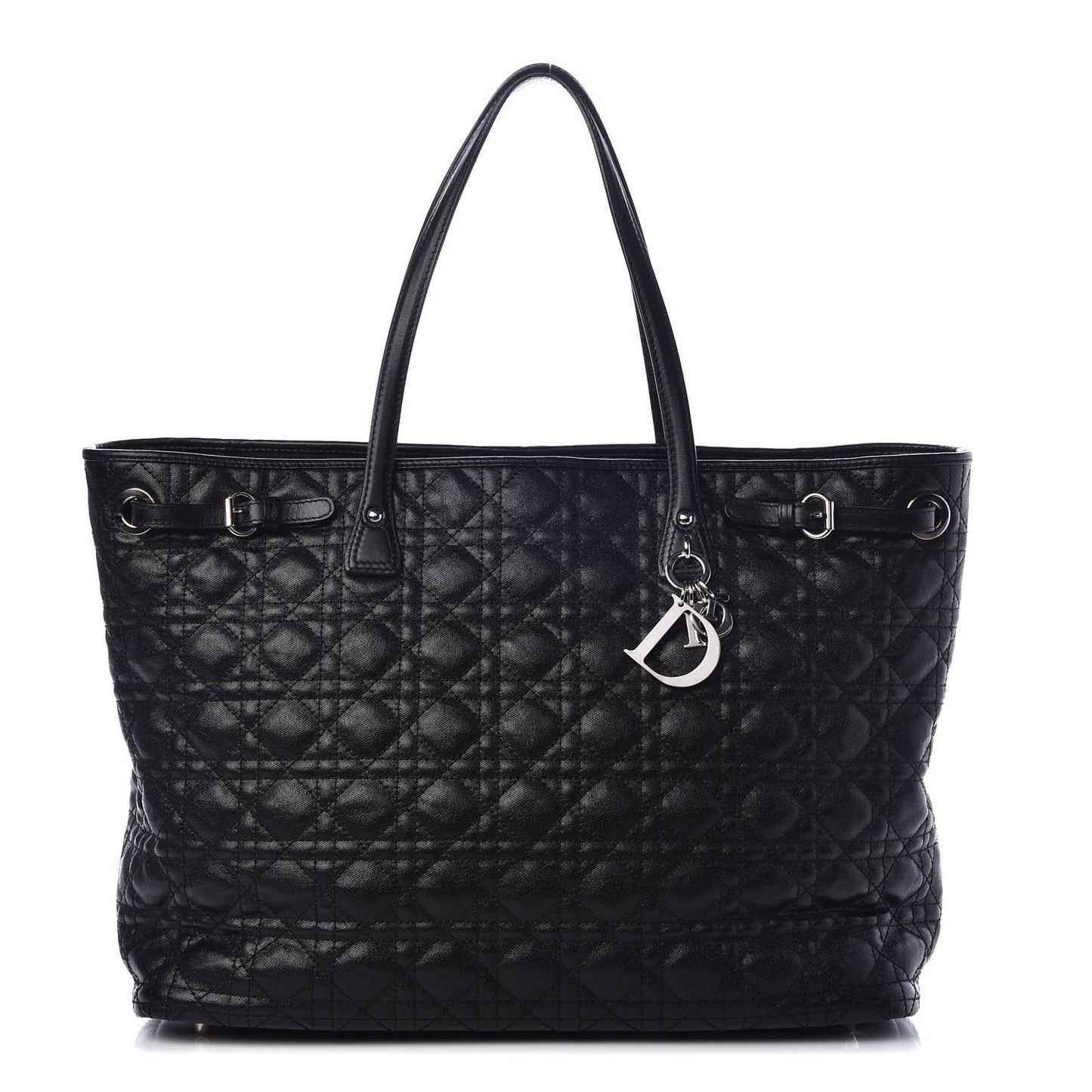 Coated Canvas Cannage Large Panarea Tote Black