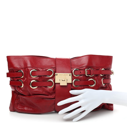 Jimmy Choo Calfskin Convertible Rio Oversized Clutch Red 2 of 7