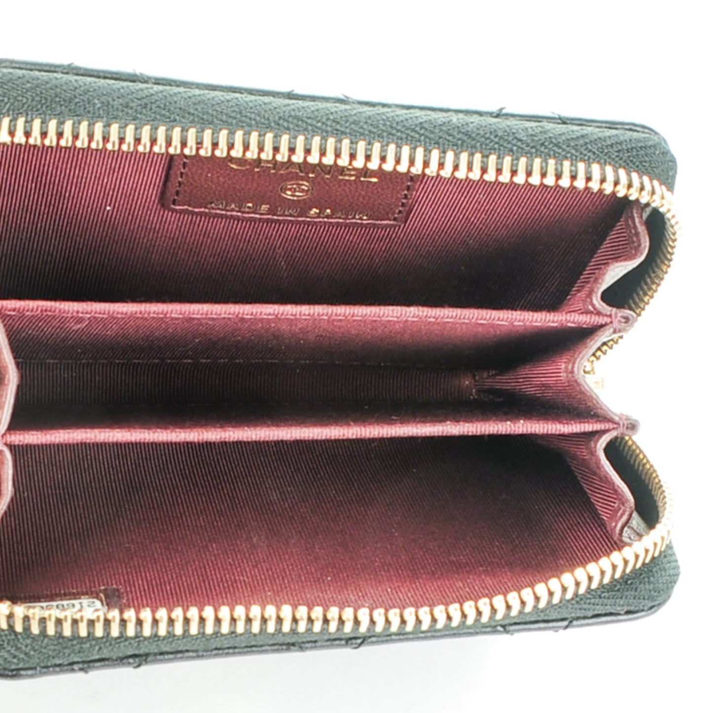 Lambskin Quilted Zip Around Coin Purse Wallet Black